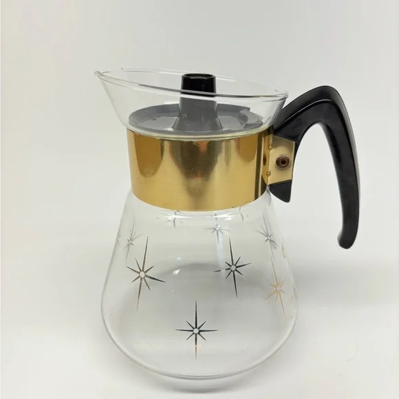 Vintage MCM Pyrex Corning 1960s Atomic Star Burst 4-6 Cup Coffee Pot Carafe - Picture 1 of 10